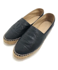 CHANEL Flat Shoes Women's Size 37 Black Leather - Picture 1 of 10