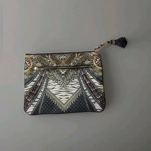 Camilla Canvas Clutch Bag with Tassel Multicolor Tribal Print - Picture 1 of 4