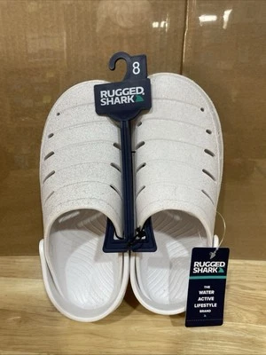 Zueco cómodo flotante nuevo con etiquetas, tiburón resistente, blanco brillante, lavable - talla 8 Foto 1 de 4