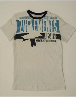 ZU ELEMENTS Mens Graphic T-Shirt Top Medium White Cotton NS11 - Image 1 of 3