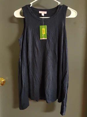 Top para mujer Lilly Pulitzer XS manga larga hombro frío azul ropa de resort informal Foto 1 de 4