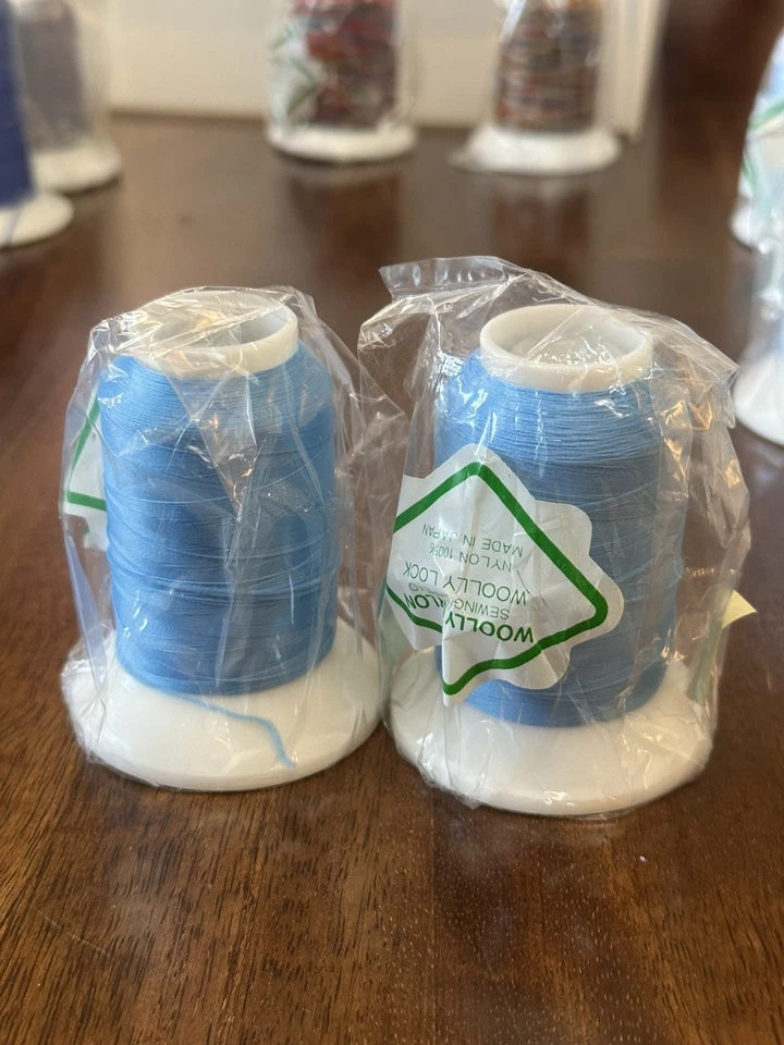 Woolly Lock Sewing Thread Lot Color Sky Blue Nylon 1000M Made In Japan -2 Spools - Image 1 of 1