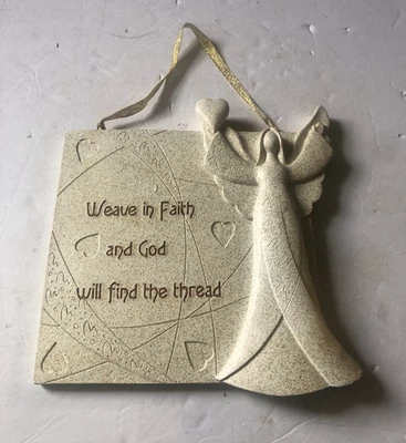 Placa de pared colgante de ángel 3D decoración inspiradora - "Tejer en la fe" Foto 1 de 3