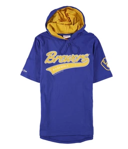 Mitchell & Ness Mens Hooded Brewers Graphic T-Shirt - Picture 1 of 3