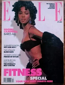 NAOMI CAMPBELL on Cover & Within ELLE Magazine, July 1992. Free UK p&p - Picture 1 of 7