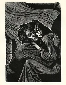 Fritz Eichenberg print LOVERS TOGETHER from Wuthering Heights 1943 engraving - Picture 1 of 2