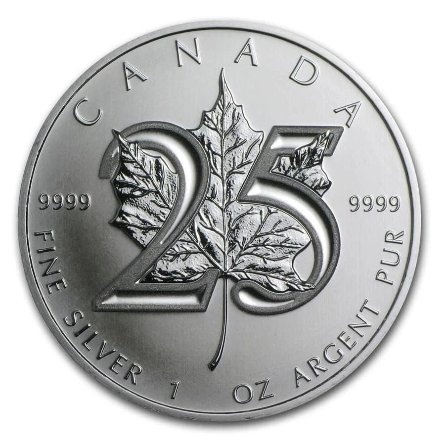 2013 Maple Leaf 25th Anniversary 1oz .9999 Silver Coin Canada Foto 1 de 1