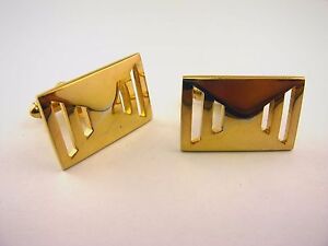 Vintage Cufflinks: Gold Tone See Through Vertical Slits