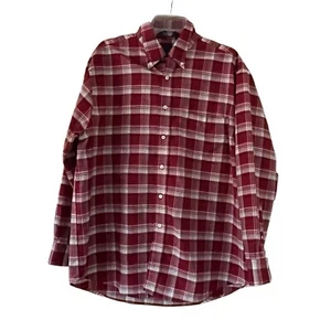 Town Craft Men’s Large Red Plaid Button Down Wrinkle Free Casual Shirt - Picture 1 of 8