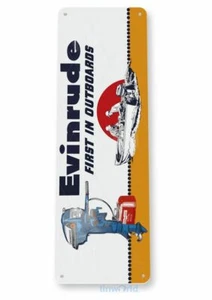 EVINRUDE BOAT MOTOR 11x4 in TIN SIGN NOSTALGIC REPRODUCTION ADVERTISEMENT USA - Picture 1 of 1