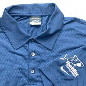 Nike Golf Polo Shirt Men's XL Dri fit Navy Company Logo Embroidered Textured - Picture 1 of 11