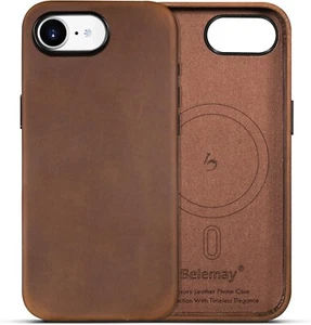 NEW! Belemay Leather Case for iPhone 16e, CH Leather, MagSafe (Retro Brown) - Bild 1 von 15