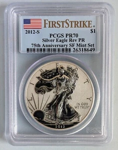 2012 S Silver Eagle PCGS PR70 Reverse Proof First Strike - Imagen 1 de 2
