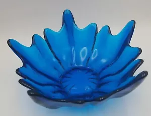 Vintage VIKING GLASS 10" Turquoise Designer Centerpiece Bowl by Wayne Husted USA - Picture 1 of 9