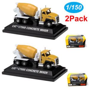 2X Diecast Alloy 1/150 CAT CT660 Cement Mixer Truck Model N Scale Scene Ornament