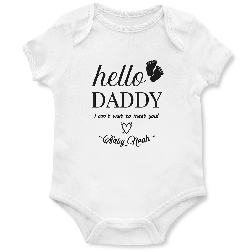 THE CLOTHING SHED Personalisierter Hello Daddy Strampler Baby Ankündigung Junge Mädchen Weste Schwangerschaft Su...