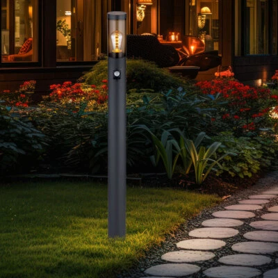 Wegeleuchte Gartenlampe Stehleuchte Bewegungsmelder IP44 anthrazit E27 H 110cm - Bild 1 von 4