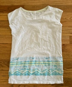 Ivivva Shirt Tee Cap Hemmed Sleeve ~ Sz 7~ Ivory Boxy Side Split Athletic Flowy - Picture 1 of 6