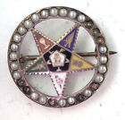 Antique Victorian 14k Gold MASON Eastern Star Enamel Pearl Pin Brooch As Is N907