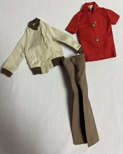 Barbie Ken Vintage Puppenkleidung rotes Hemd khaki beige Jacke Mantel Hose - Bild 1 von 20