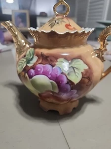 Vintage Lefton Heritage Brown Fruit Teapot Vintage Mint Condition  - Picture 1 of 5