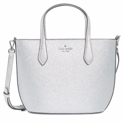 NUEVO NUEVO CON ETIQUETAS Bolso de Mano Kate Spade Brillo Luz Lunar Cuero Cartera Plata Brillo Foto 1 de 4