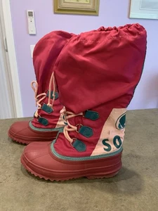 Stivali da neve invernali vintage Sorel Canada rosa donna 6 fodera in feltro - Foto 1 di 9