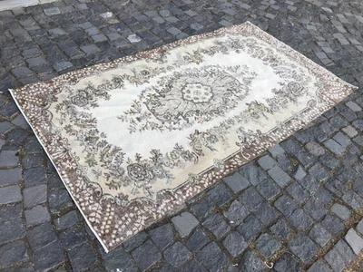 Bohemian Area Rug Handmade Wool Rug Turkish Vintage Traditional Rug 3,9 x 6,9 ft - Image 1 of 4