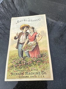 1870s-80s Lovely Ain't We In Clover Newark Machine Co, Victorian Trade Card R1 - Picture 1 of 2
