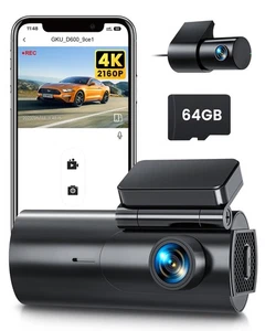 GKU 4K Dashcam vorne und hinten, 5GHz WiFi Dashcam mit 64GB SD-Karte, Dual Car - Bild 1 von 5