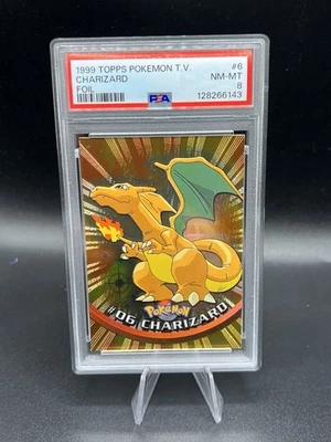 1999 Topps Pokemon TV #6 Charizard Foil Black Logo PSA 8! - Image 1 of 2