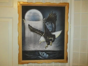 Decoración de pared vintage de terciopelo con tema nativo americano pintado a mano - Imagen 1 de 15