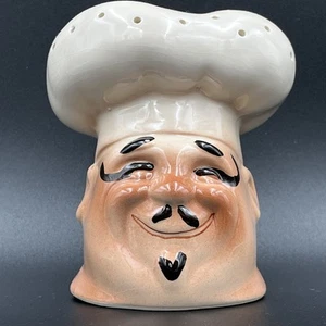 Ceramic Figural Chef Head 6.75" Shaker Caster Dredger for Sugar, Cocoa, Parmesan - Picture 1 of 7