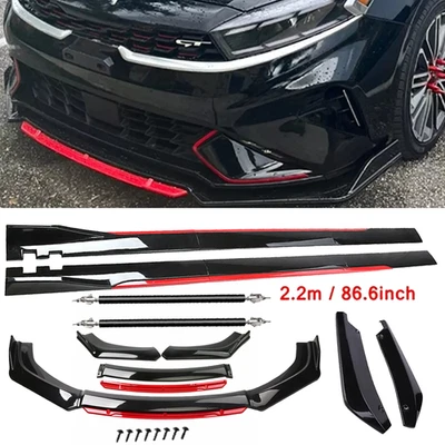 For Kia Forte UNIVER Front Bumper Lip Spoiler Splitter Side Skirt Glossy Black Foto 1 de 4