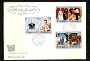 COOK ISLANDS–1977– QE SILVER JUBILEE STAMPS AND FDC’S– VF** & VF° - Picture 1 of 3