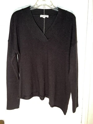 White + Warren Cashmere  Boxy Assymetrical Pullover Sweater Black Size L. c596 - Image 1 of 4