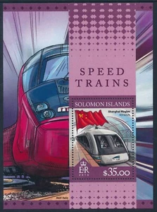 2016 SOLOMON ISLANDS SPEED TRAINS MINI SHEET ($35) FINE MINT MNH - Picture 1 of 1