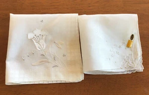 Zwei Vintage Madeira gemarkt weiße Leinen Taschentücher - Bild 1 von 7