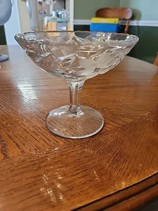 VINTAGE CUT Crystal GLASS ETCHED FLOWERS  Candy Compote Dish on pedestal - Picture 1 of 5