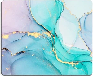 Cyan Blue Marble Mouse Pad with Non-Slip Rubber Base and Washable Cloth Mousepad - Picture 1 of 6