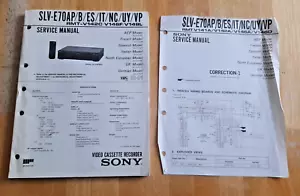 Sony SLV-E70 Video Cassette Recorder Service Manual UK GER AEP SPA FRE Model - Picture 1 of 7