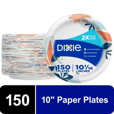 DIXIE ELECTRIC Dixie Everyday Disposable Paper Plates, 10", Multi-Color, 150 Count
