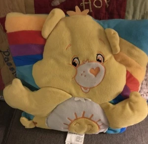 Care Bears Throw Pillow 13” X 13” Sunshine Bear Rainbow Vintage yellow Read - Picture 1 of 5