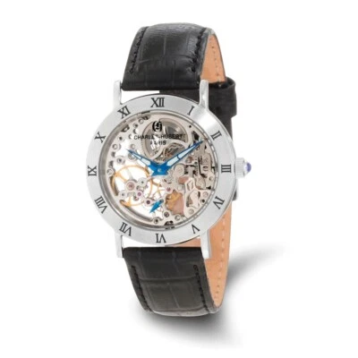 Reloj de cuerda manual Charles Hubert de 35 mm con correa de cuero inoxidable para dama Foto 1 de 4