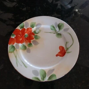 NIPPON RED FLORAL TOMINA E-OH HAND PAINTED Replacement Plate 7.25" - Picture 1 of 9