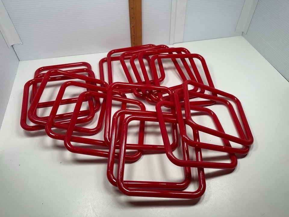 18 - 6" rot quadratisch Marbella Kunststoff Makramee Handwerk Handtasche Handtasche Griffe rot - Bild 1 von 4