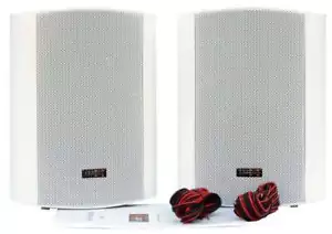 E-Lektron 5" inch 250W White Outdoor Bookshelf Stereo Speaker Pair Bracket 2 Way - Picture 1 of 8