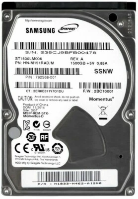 Hard Samsung Spinpoint M9T 1.5TB 5400U/Min 32MB SATA III ST1500LM006 2.5'' - Image 1 of 3