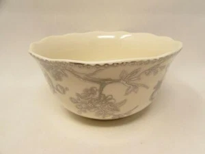 Adelaide Silver by 222 Fifth Cereal/Soup Bowl Gray Floral/Scrolls b50 - Picture 1 of 3