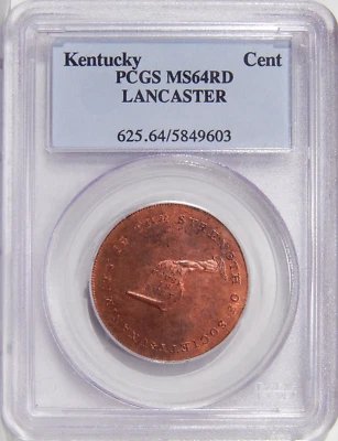 (1792-94) KENTUCKY PCGS MS 64 RED LANCESTER EDGE ~ NICE COLONIAL COPPER - Image 1 of 4
